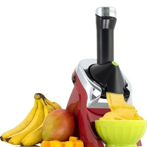 Yonanas Deluxe Vegan, Dairy-Free Frozen Fruit Soft Serve Maker, 200W - Red